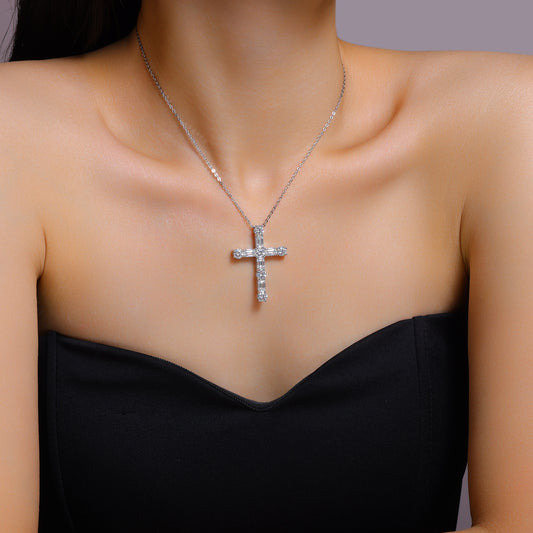 The Light Of Faith - A Fashionable And Trendy Necklace Pendant Set With Top-quality Moissanite S925 And Silver Plated With Platinum Can Be Tested With A Diamond Pen